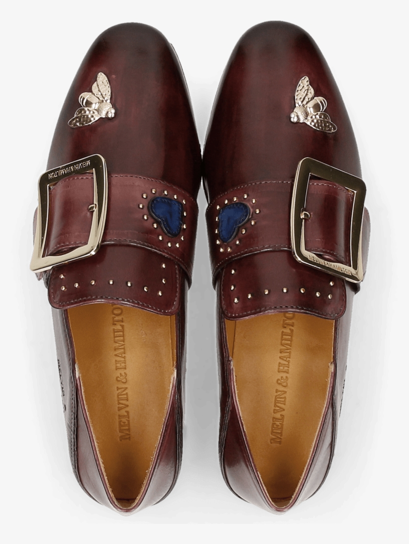 Loafers Luna 2 Burgundy Bee Gold - Slip-on Shoe, transparent png
