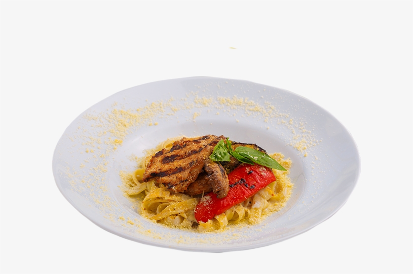 Tagliatelle With Grilled Chicken Fillet - Dish, transparent png