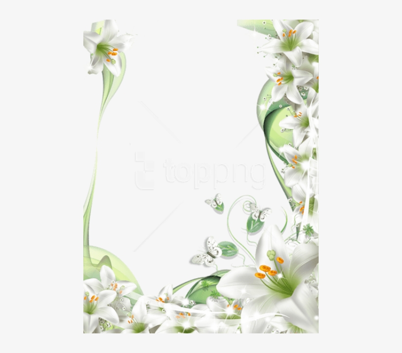 Free Png Best Stock Photos Photo Frame With White Lilies - Frame White Flowers Png, transparent png
