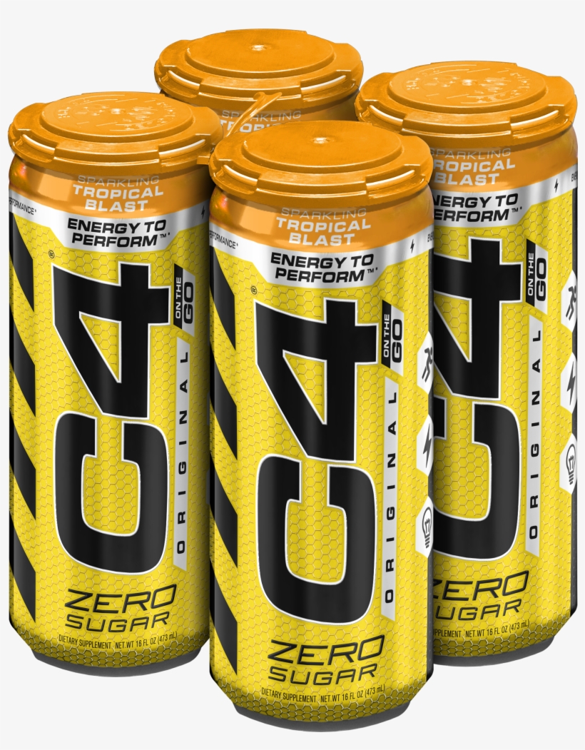 C4 Original Carbonated, Pre Workout Energy Drink, 4-16oz, transparent png