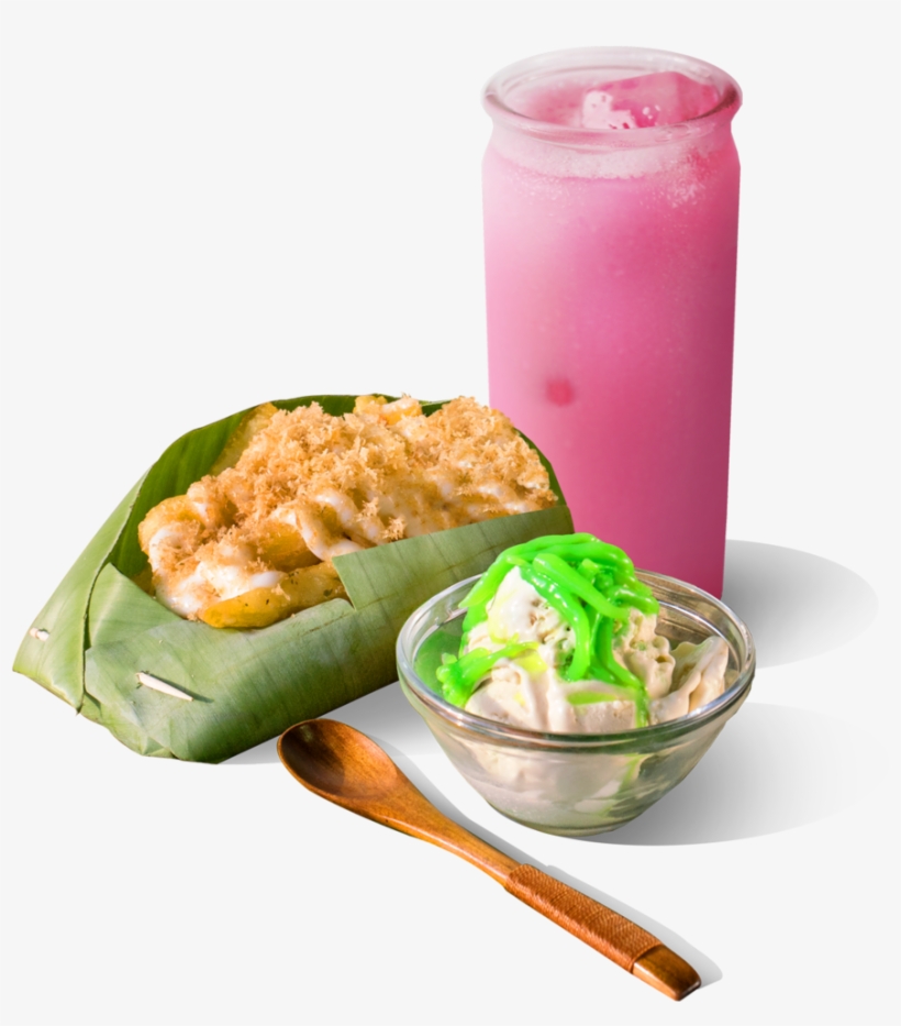 Rose Bandung Drink, Coconut Fries And Chendol Ice-cream - Dish, transparent png