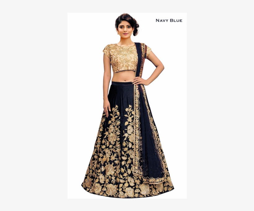 Silk Lehenga Blue Color, transparent png