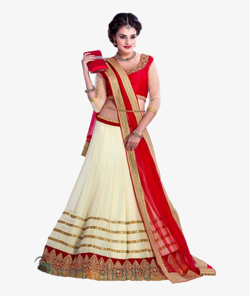 Png - Red And Cream Lehenga, transparent png