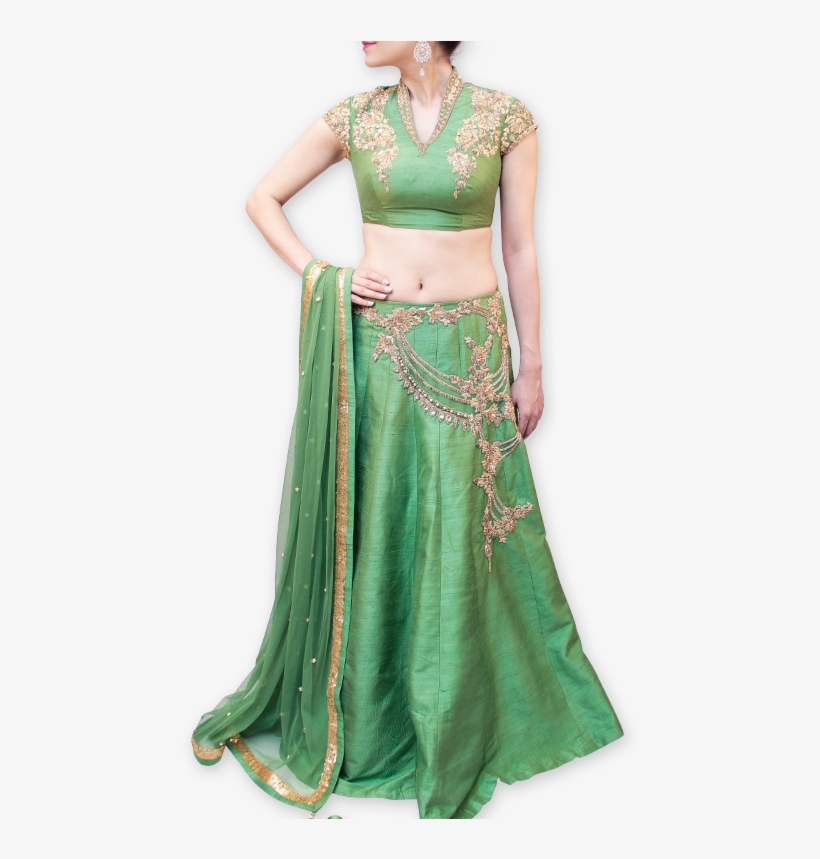 Pista Green Bridal Lehenga - Silk, transparent png