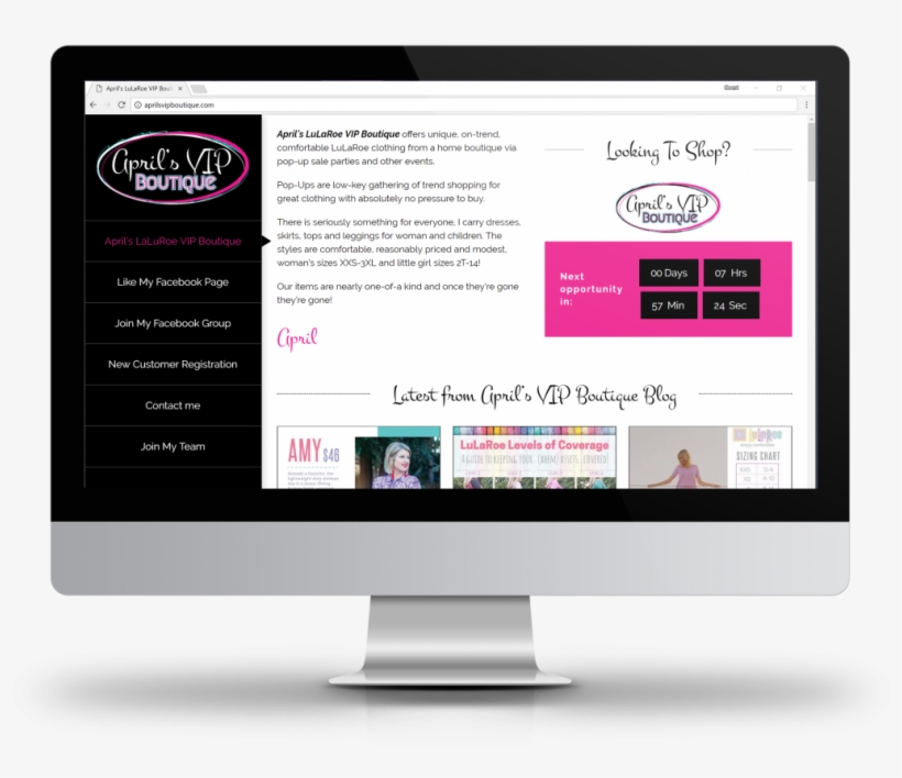 Website Design & Development For April's Vip Lularoe - Computer Monitor, transparent png