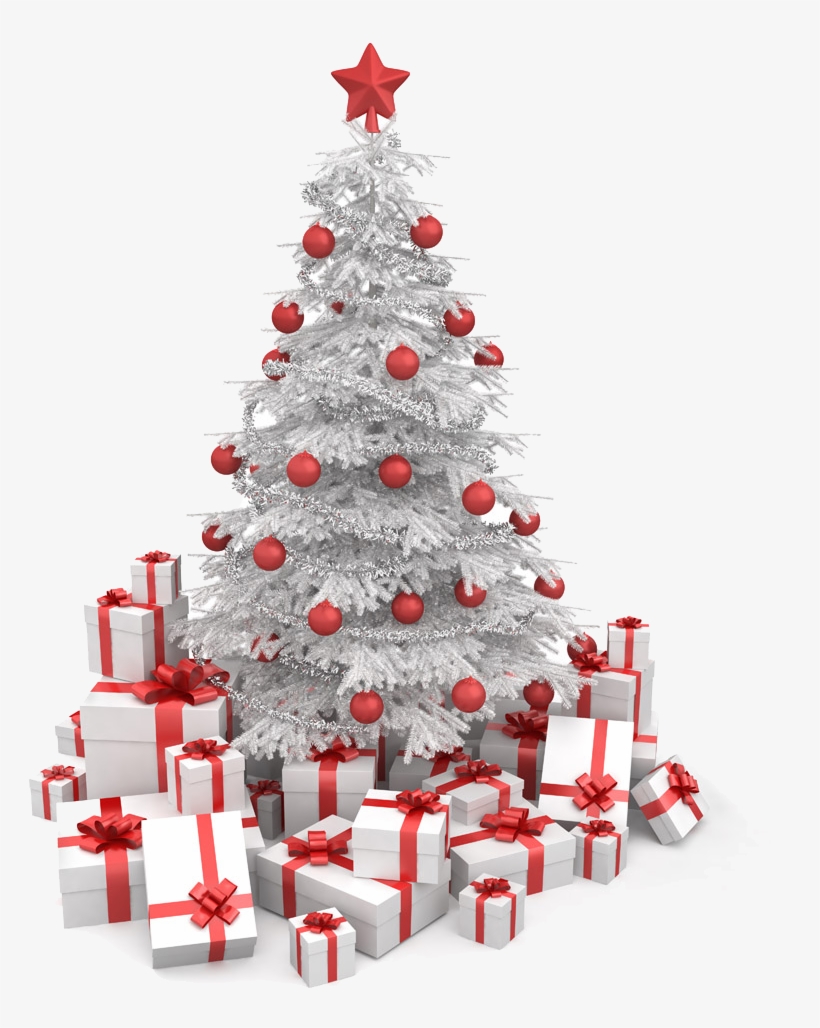 Box White Tree Christmas Gift Free Clipart Hd Clipart - Arvores De Natal Branca E Vermelha, transparent png