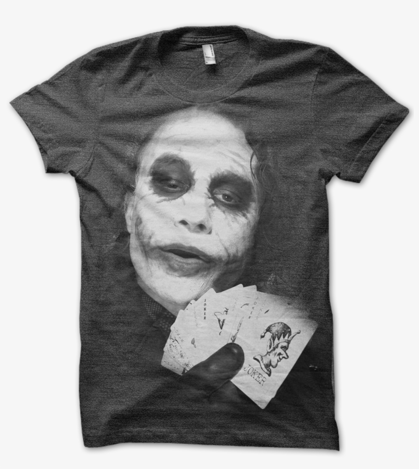 Joker Face T-shirt - Joker Heath Ledger B&w, transparent png