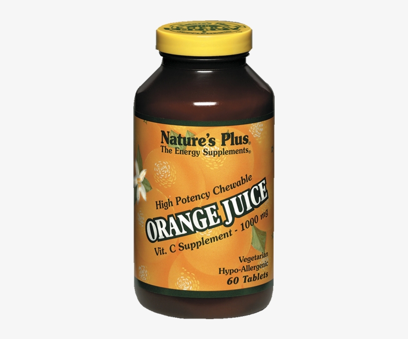 Natures Plus Orange Juice Vitamin C 60 Chewable Tablets - Vitamin, transparent png