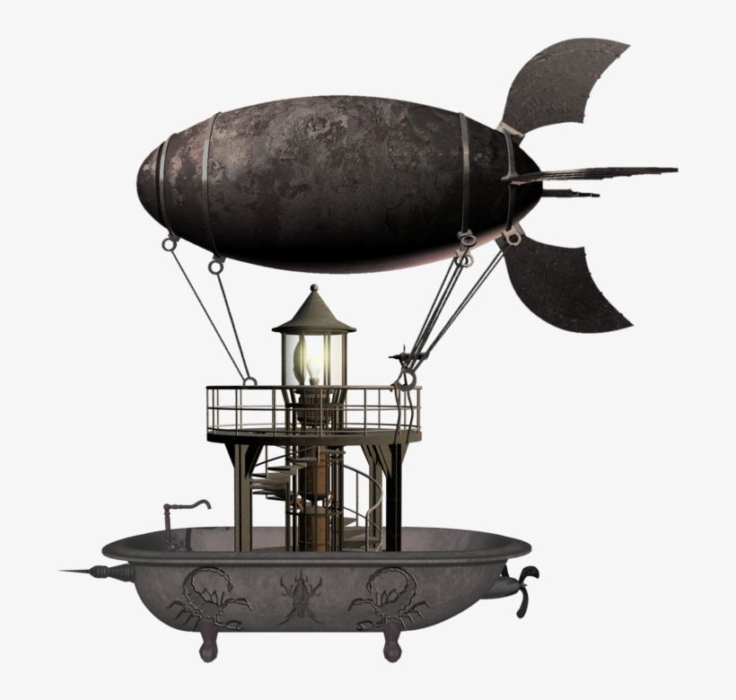 Laptop Vanessa Lloyd, Flying Ship - Steampunk Flying Machine, transparent png