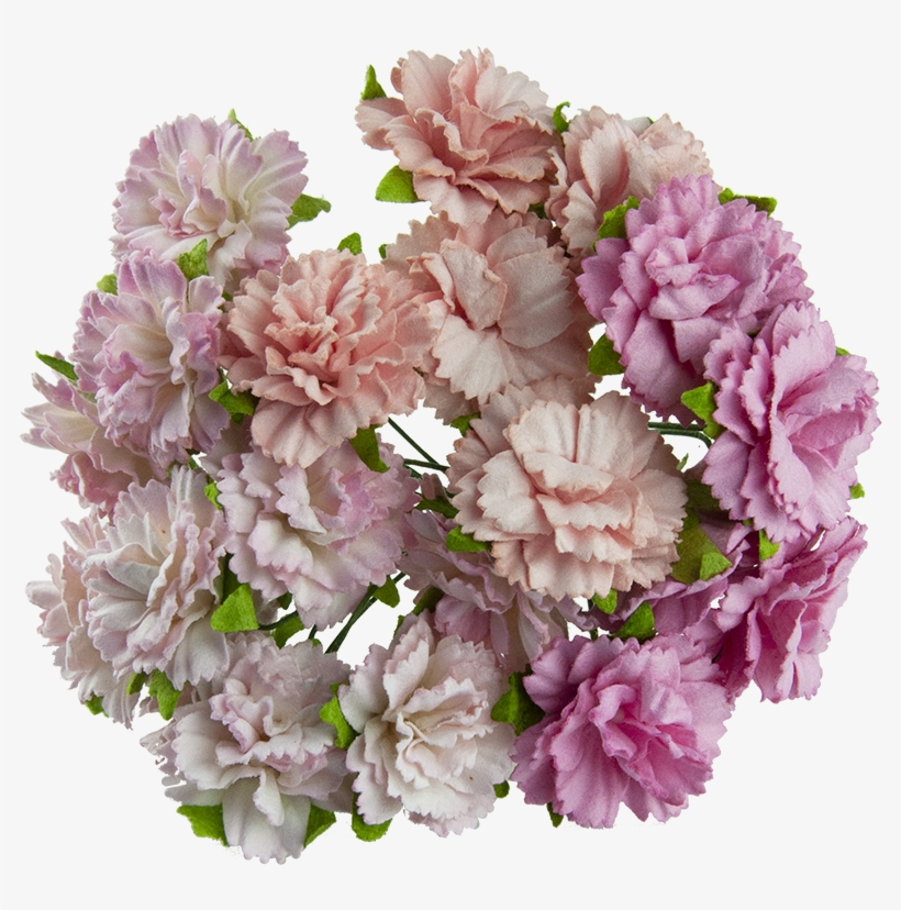 20 Mixed Pink Mulberry Paper Carnation Flowers - Goździki, transparent png