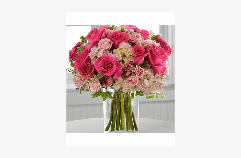Hydrangea And Pink Roses - Pink Hydrangeas And Roses, transparent png