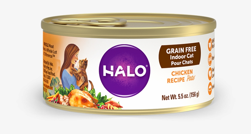 Halo Grain Free Indoor Cat Chicken Pate Canned Cat - Halo Canned Cat Food, transparent png