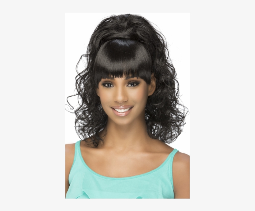 Vivica Fox Synthetic Drawstring Two In One Bang & Pony - Deep Wave Ponytail With Chinese Bang, transparent png
