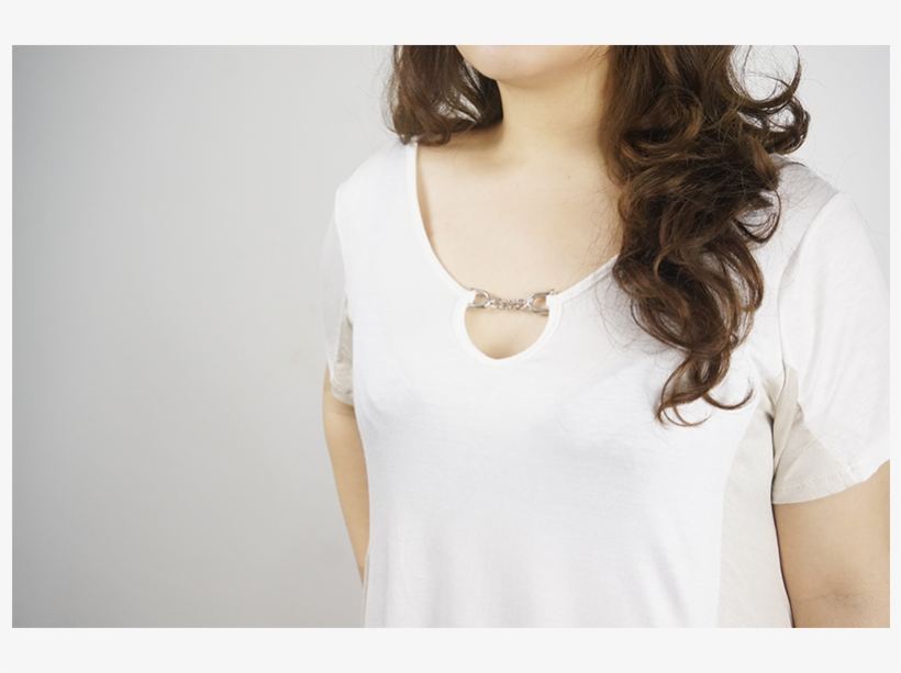 Asymmetrical Hem With Keyhole Chain Embellishment Top - Blouse, transparent png