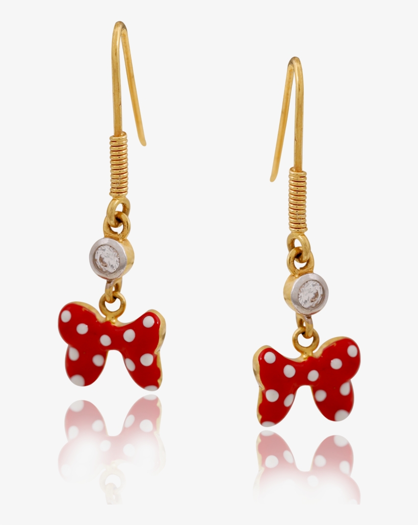 Golden Enamel Minnie Mouse Bow Dangler - Earrings, transparent png