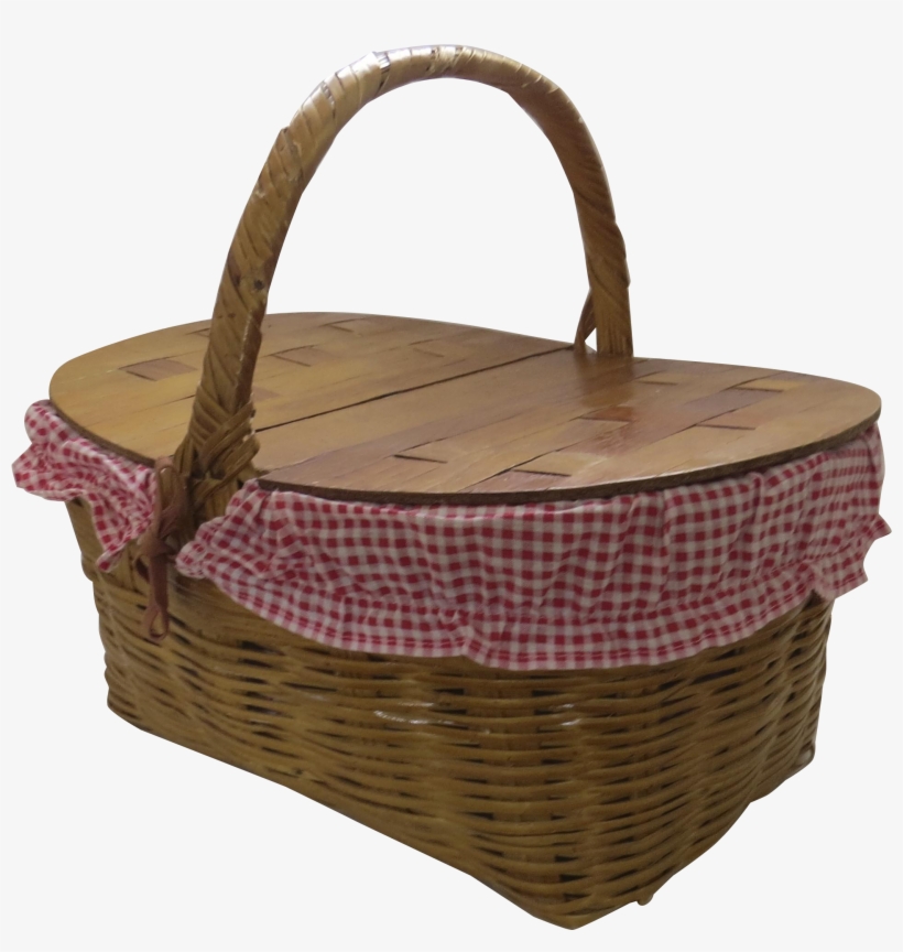 Vintage Charming Two Lift Lid Picnic Basket With Original - Picnic Basket, transparent png