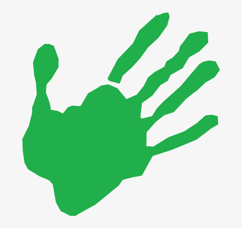 Drawing Logo Thumb Hand Symbol - Transparent Background Green Handprint, transparent png