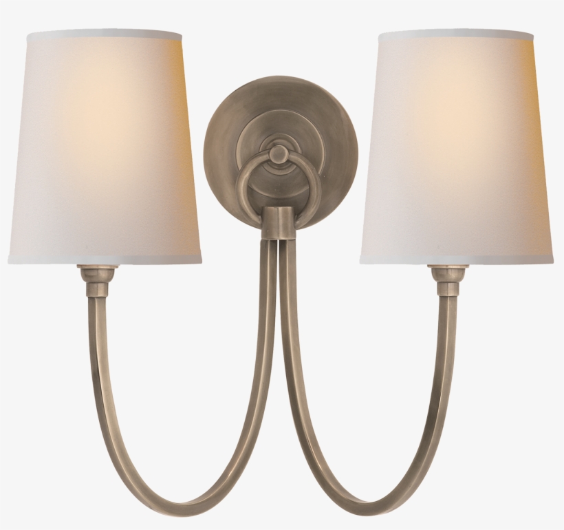 Reed Double Sconce In Antique Nickel With Natural Paper - Decorative Light Png Hd, transparent png