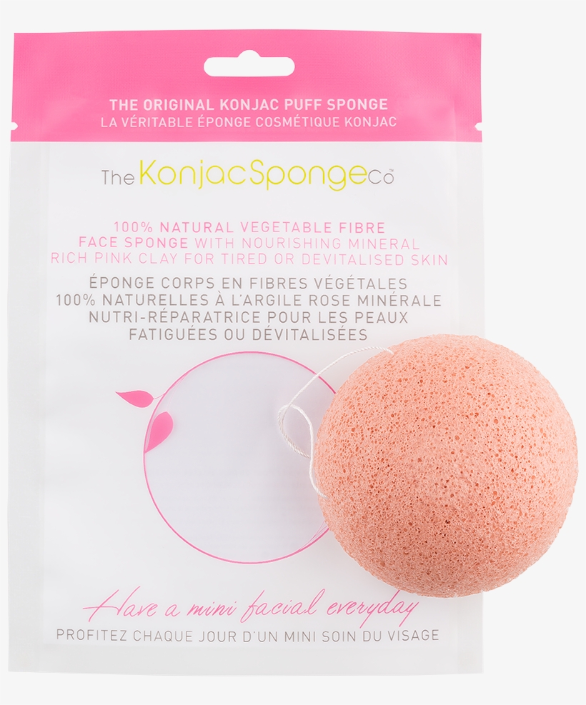 Konjac Facial Puff Sponge With Pink French Clay, transparent png