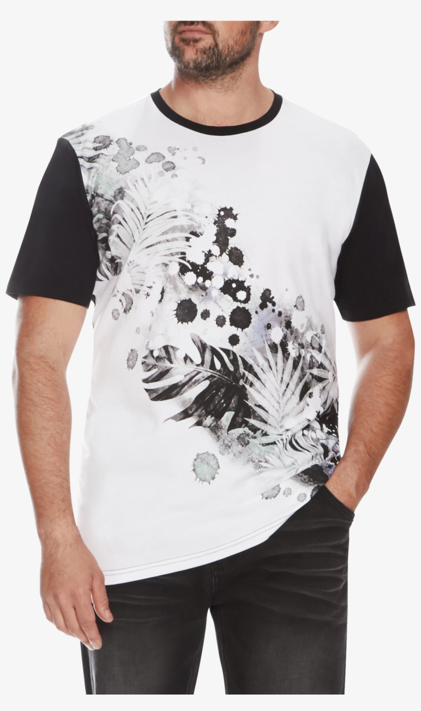 White Splatter Fern Crew Tee - Tiger, transparent png