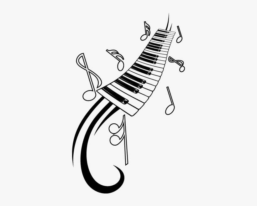 Vinilo Decorativo Piano Y Notas Musicales - Tattoo Teclas De Piano Femininas, transparent png