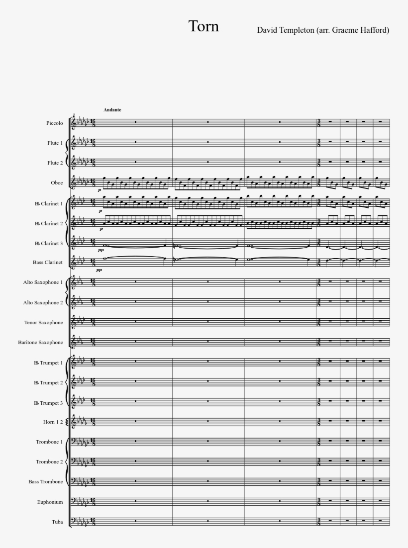 Torn Sheet Music Composed By David Templeton 1 Of - Inferno Robert W Smith Pdf, transparent png