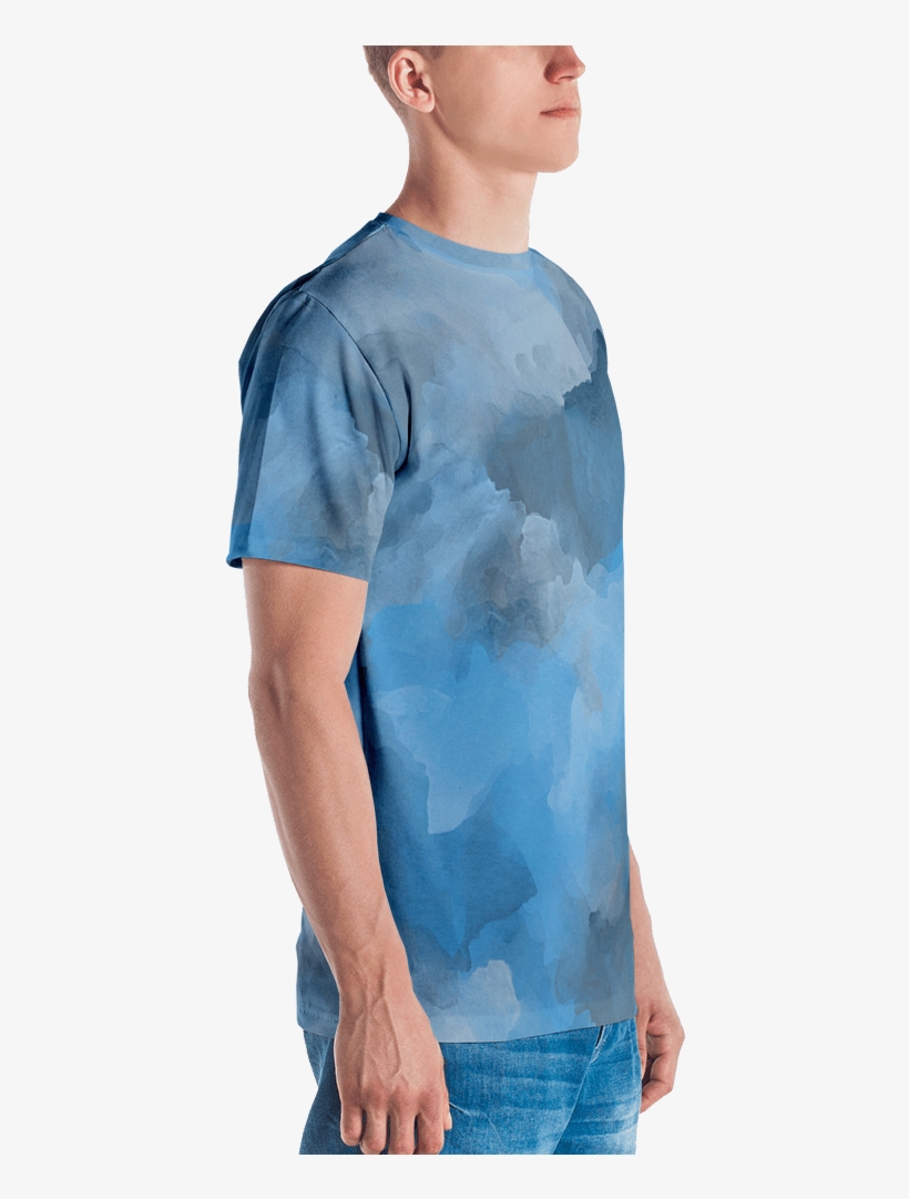 Steel Blue Watercolor T Shirt T Shirt Zazuze - T-shirt, transparent png