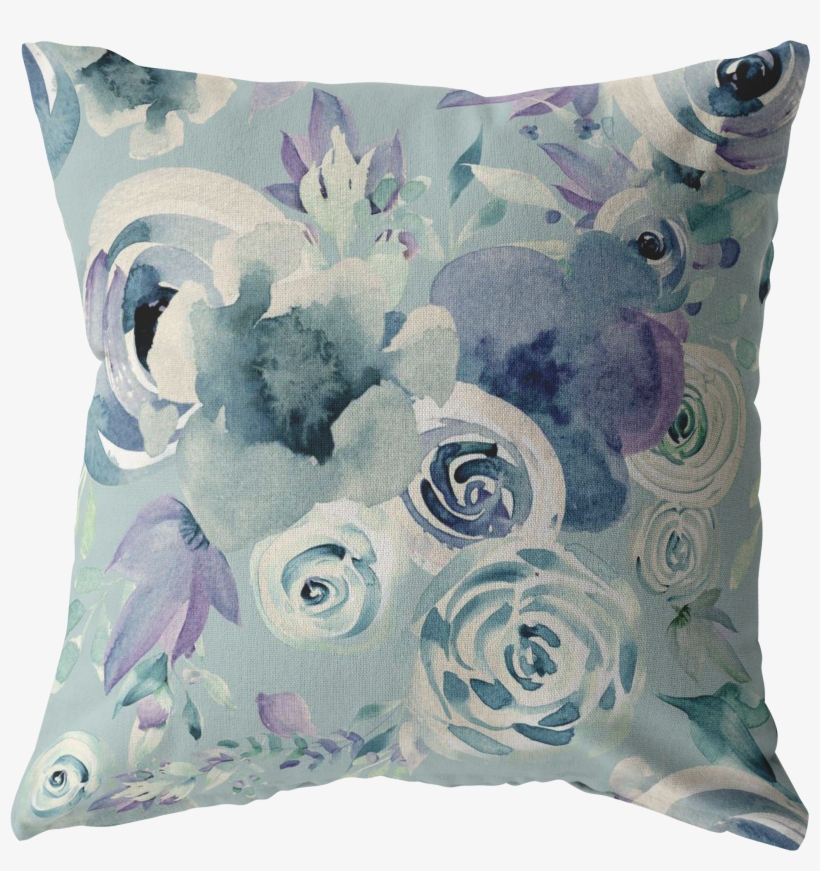 Dusty Blue Watercolor Throw Pillow, transparent png