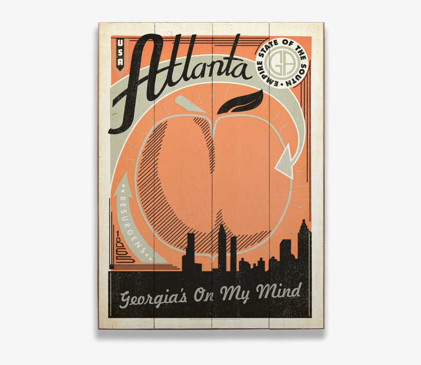 Classic Letterpress Art Of A Peach In The Background - Georgia On My Mind, transparent png