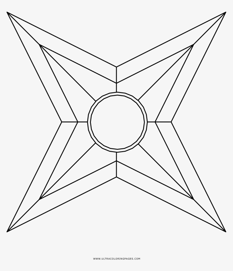 Shuriken Coloring Page - Line Art, transparent png