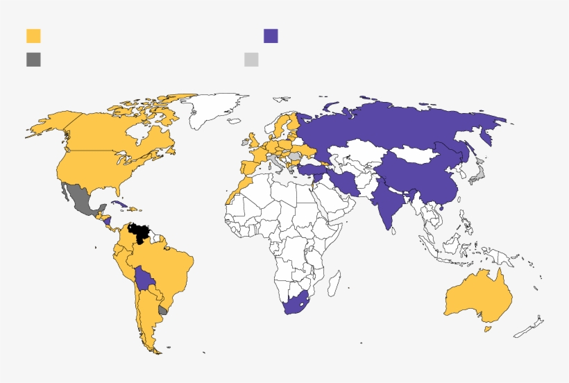 Supporting Guaido - Un Security Council Members On Map, transparent png