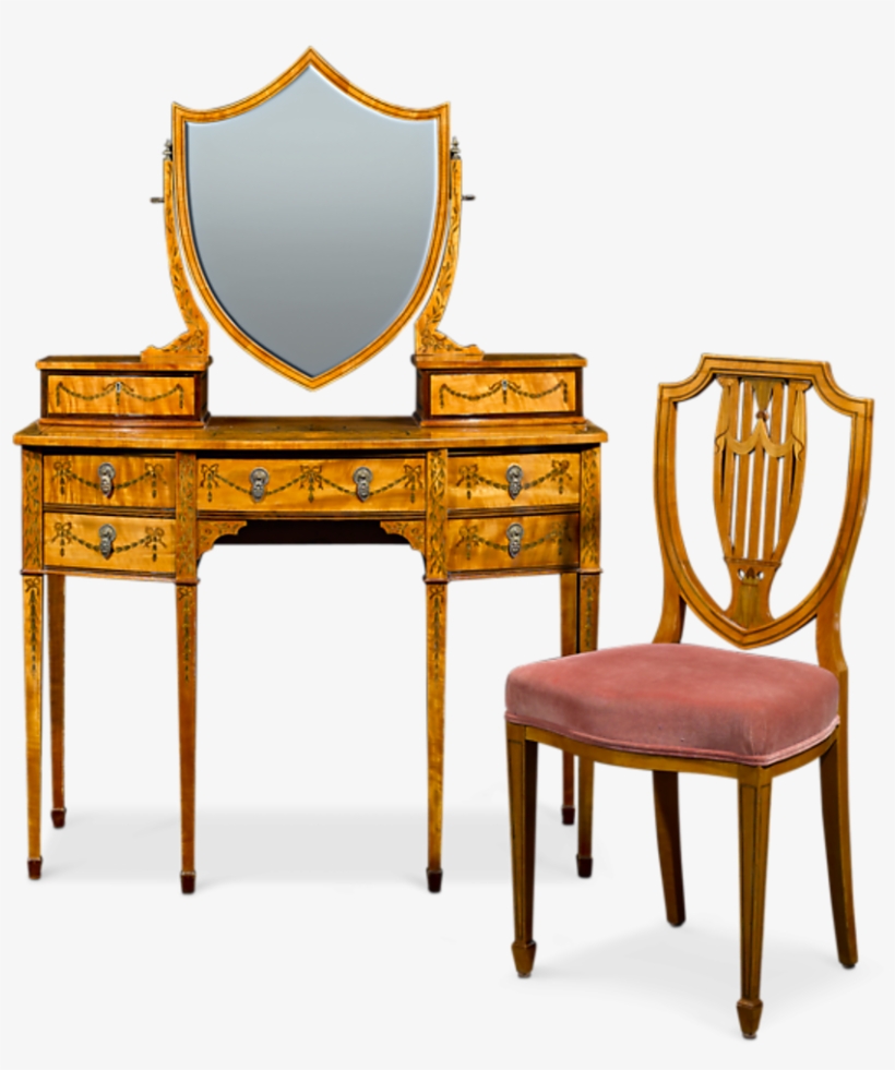 Sheraton Revival Satinwood Dressing Table And Chair - Dressing Table Sheraton, transparent png