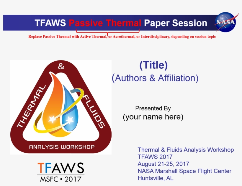 Tfaws 2017 Presentation Template - Nasa, transparent png