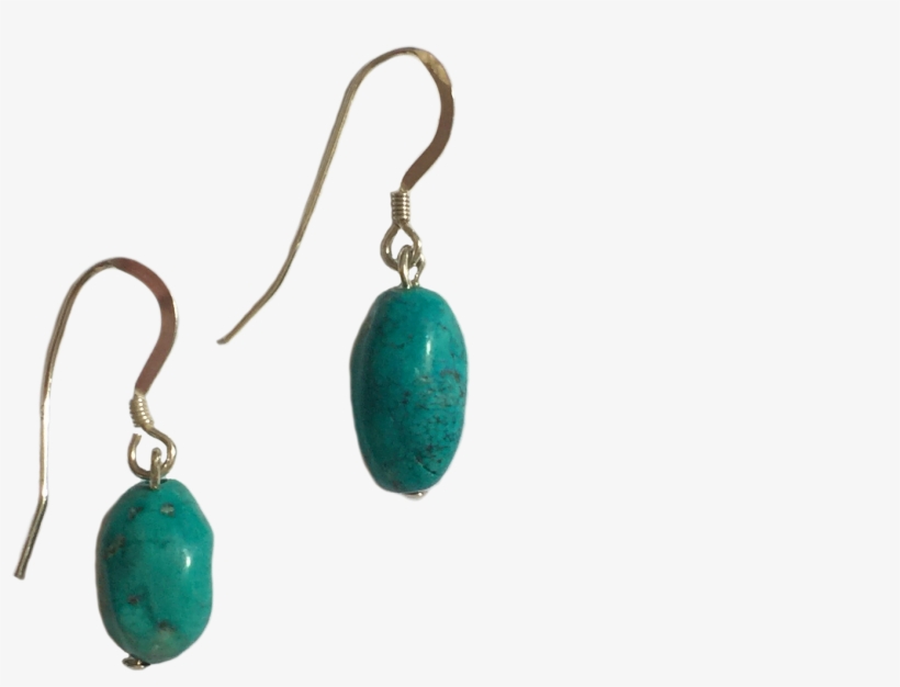 Turquoise Single Bead Sterling Silver Handmade Earrings - Earrings, transparent png