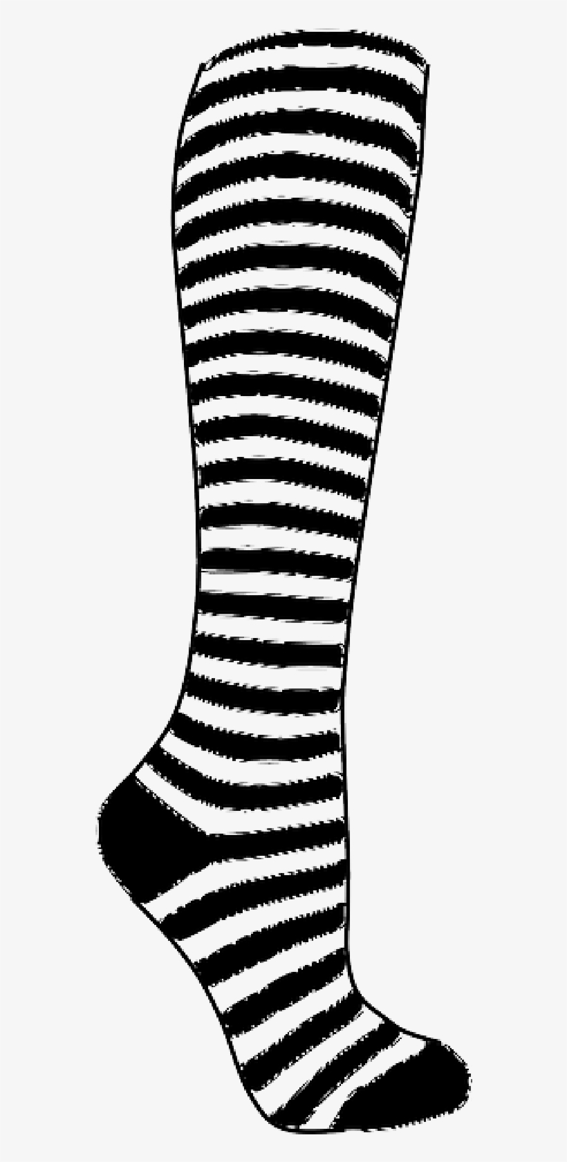 Black And White Knee High Socks - Black And White Sock Clipart, transparent png