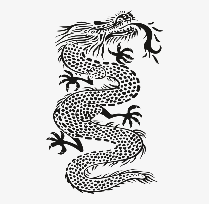 Dragon, Monster, Black, Tattoo, No Background, Teeth - China Drawing, transparent png