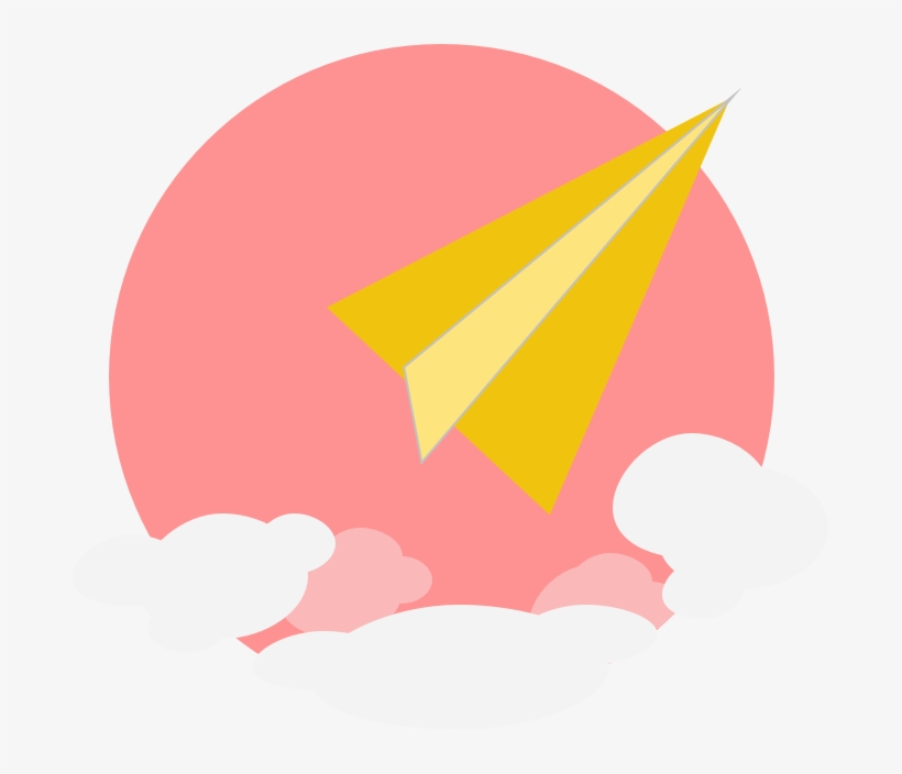 Paper Airplane & Clouds, transparent png