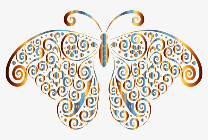 Prismatic Floral Flourish Butterfly Silhouette 5 No - Butterfly Black No Background Silhouette, transparent png