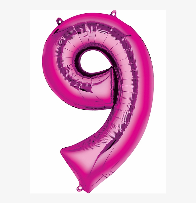 34inch Pink Number Balloons - Globo De 9 Años, transparent png