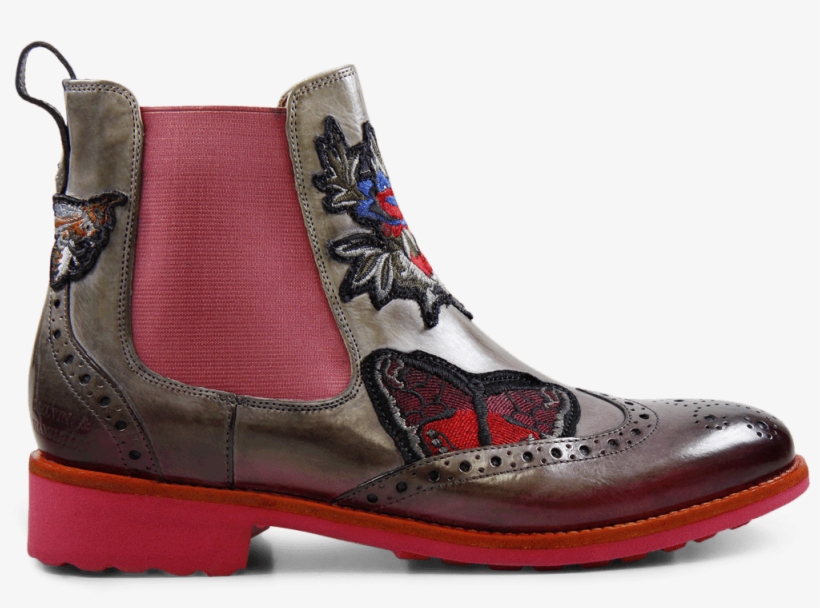 Ankle Boots Amelie 44 Smoke Shade Pink Embrodery Bbf - Chelsea Boot, transparent png