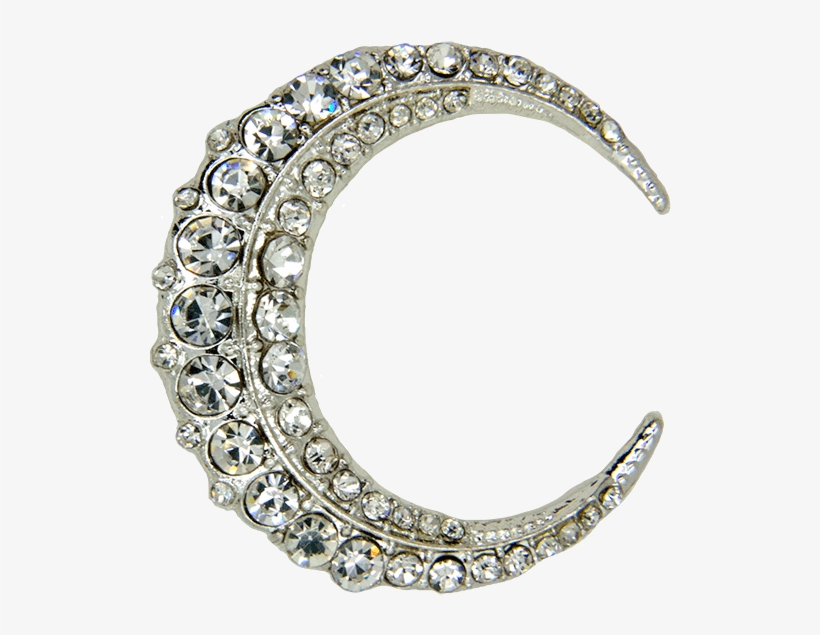Rhinestone Moon Pin, Silver - Body Jewelry, transparent png