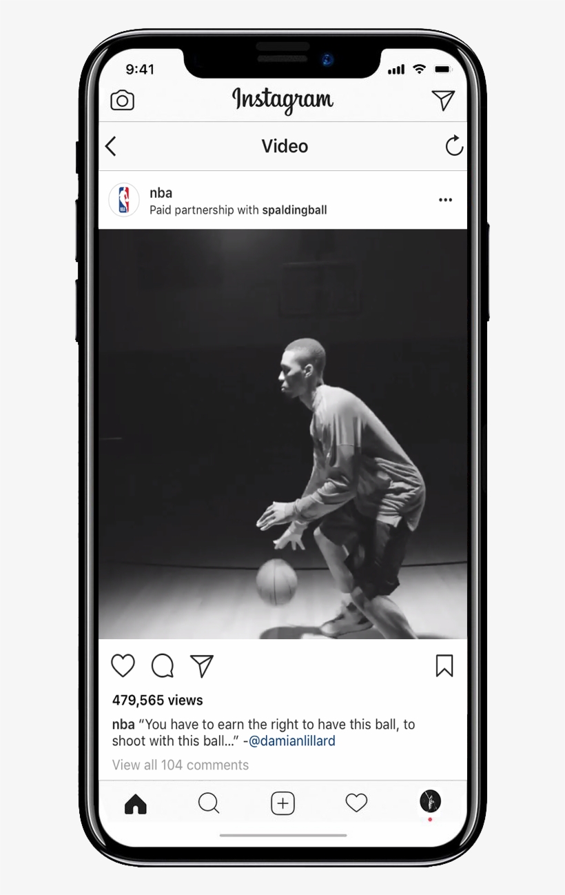 The Video Was Shared Across Damian's And The Nba's - Instagram On Iphone X, transparent png