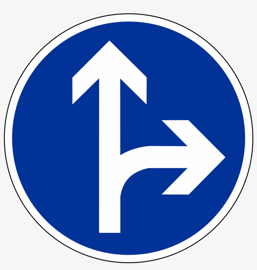 Traffic Sign Road Sign Shield - Verkehrszeichen Geradeaus Und Rechts, transparent png
