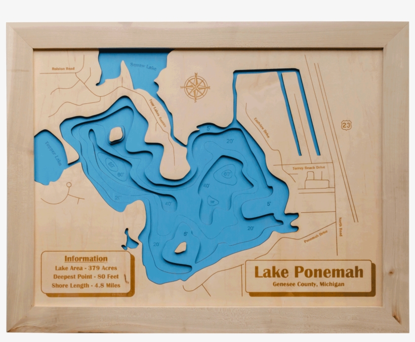Lake Ponemah Fenton Mi Map 1600x1600 PNG Download PNGkit