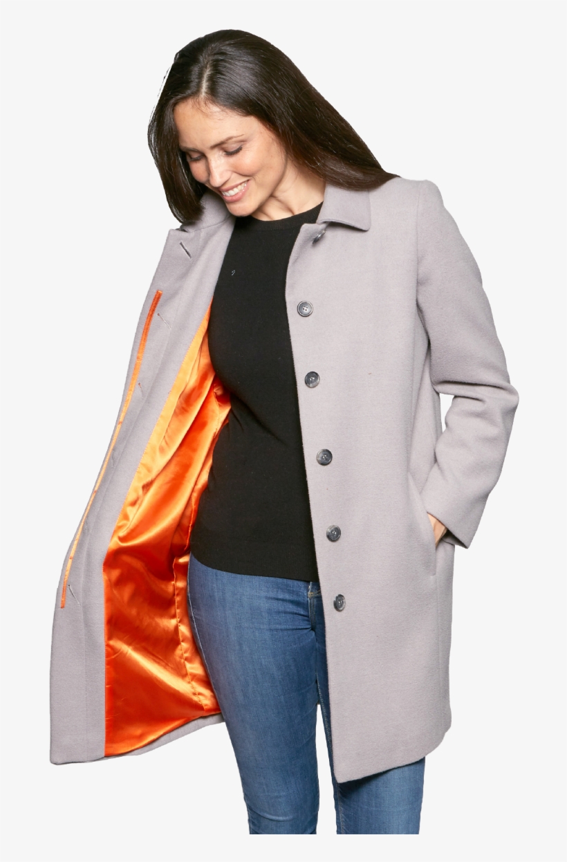 Special Offer K454 Womens Faux Cashmere Silver Grey - Overcoat, transparent png