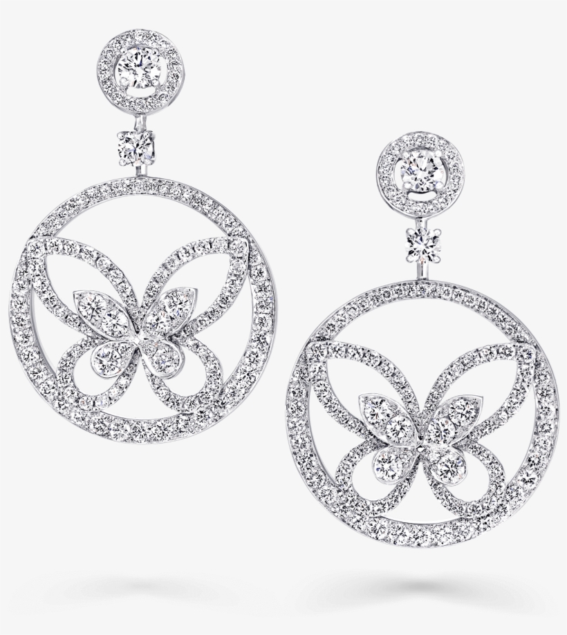 A Pair Of Graff Butterfly Silhouette Diamond Hoop Earrings - Butterfly Diamond Hoop Earrings, transparent png