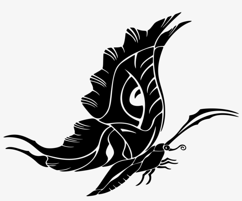 Tribal Style Butterfly Silhouette - Red Butterfly Art, transparent png