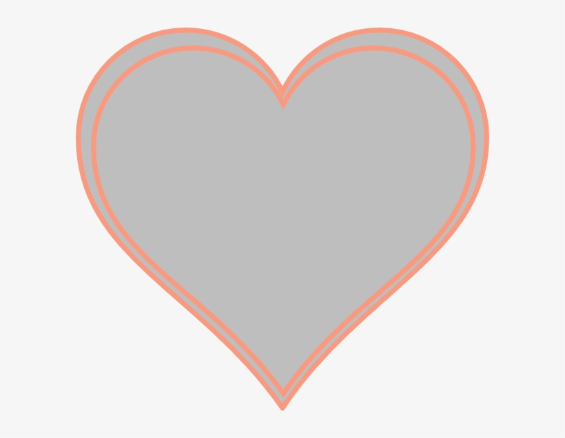 Double Outline Heart Peach With Grey Clip Art At Clker - Orange And Grey Heart, transparent png