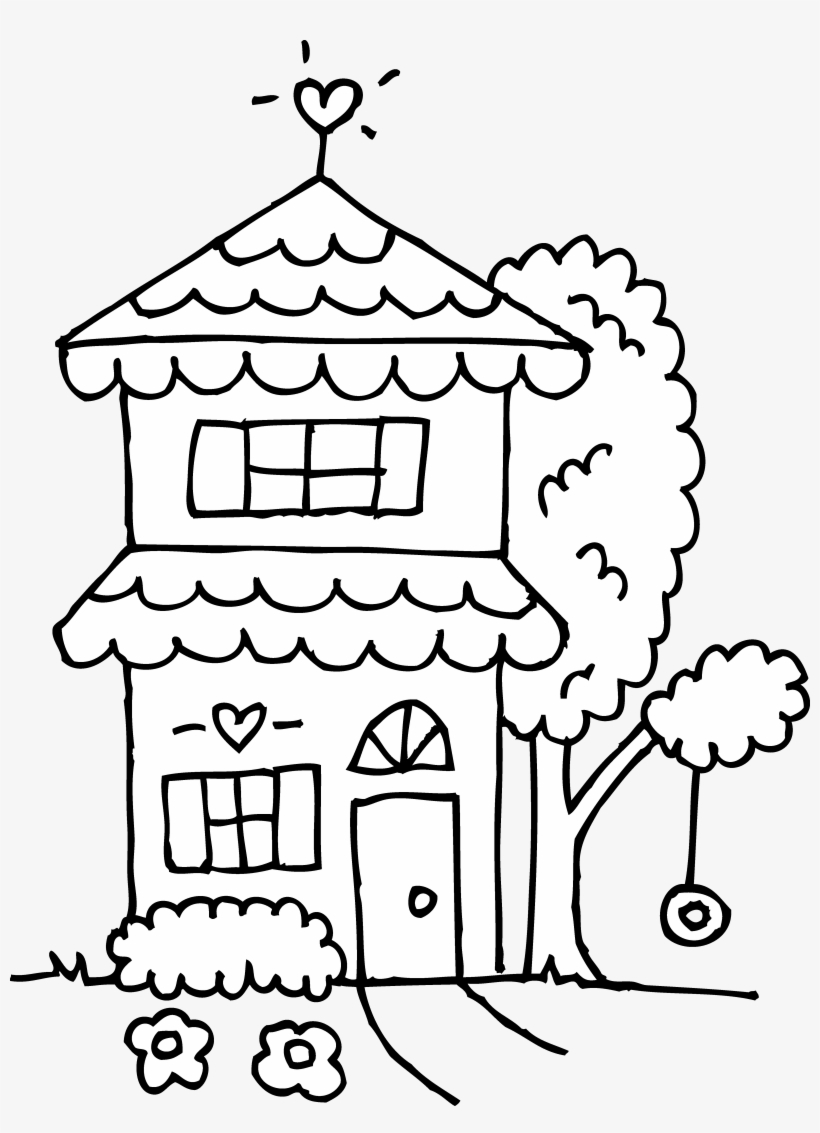 Vector And Two Story House Outline Clipart 9416 Favorite Cute House Coloring Page 4844x6458 