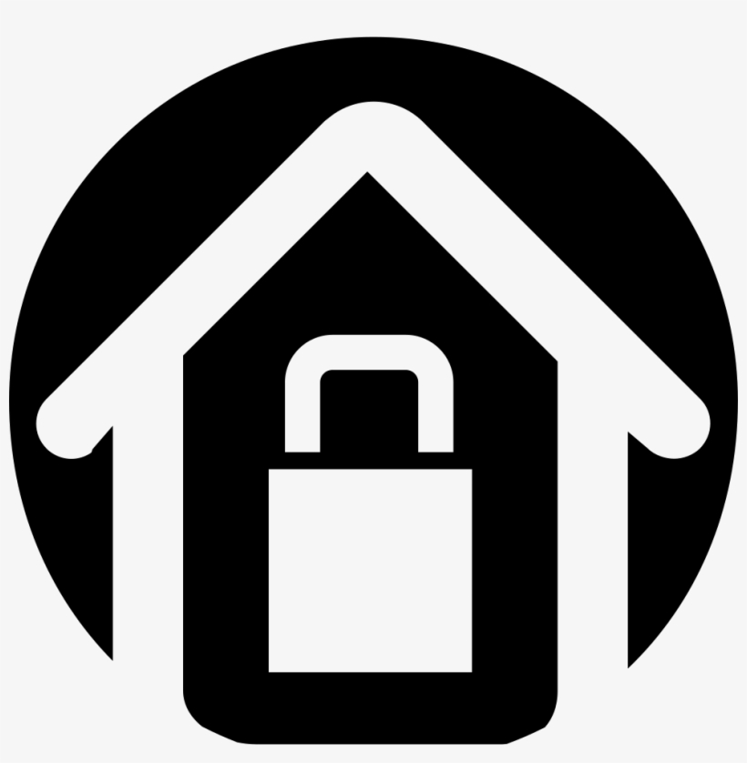 House With Lock Outline On A Circular Black Background - Logo Casa Fondo Negro, transparent png